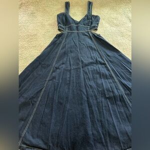 Anthropologie Aureta Studio Corset blue denim cutout dress